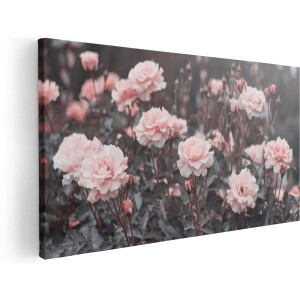 Artaza Canvas Schilderij Roze Rozen Bloemen  - 80x40 - Foto Op Canvas - Canvas Print