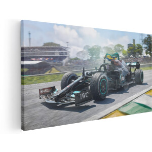 Artaza Canvas Schilderij Mercedes F1 - 140x70 cm - Groot - Wanddecoratie Formule 1 - Muurdecoratie Racewagen - Kamer Accessoires Circuit
