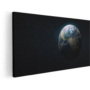 Artaza Canvas Schilderij De Aarde Vanuit De Ruimte - 160x80 cm - Groot - Wanddecoratie Woonkamer - Schilderijen - Muurdecoratie