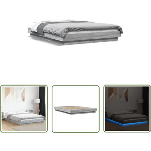 vidaXL Bed Frame - Slaapcomfort - Bedframe met LED-verlichting grijs sonoma eiken 140x190 cm - Houten Bed - Led Bed - Design Bed