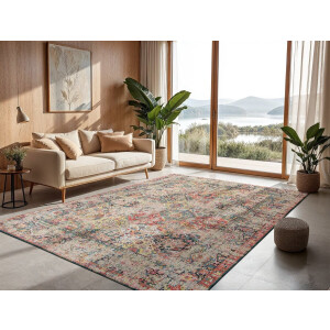Wasbaar Binnen & Buiten Vloerkleed - 240 x 340 cm - Louis De Poortere Bakthiari Janiserry Multi - Laagpolig Tapijt - Gerecycled PET - Made in Belgium - Circulair
