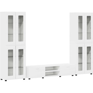 vidaXL - Tv-meubelset - met - lade - met - plank - FLORIN - Wit - Bewerkt - hout