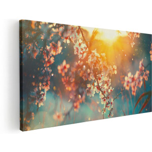Artaza Canvas Schilderij Bloesem - 40x20 cm - Klein - Wanddecoratie Bloemen - Muurdecoratie Lente - Schilderijen Op Canvas