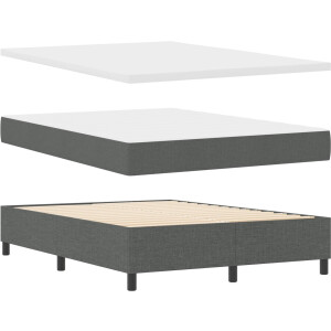 vidaXL - Boxspring - bed - met - kussen - Donkergrijs - 140 - x - 190 - cm - Stof