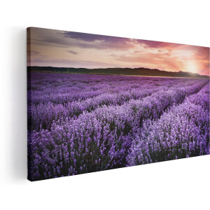 Artaza Canvas Schilderij Bloemenveld Met Paarse Lavendel - Bloemen - 120x60 - Groot - Foto Op Canvas - Canvas Print