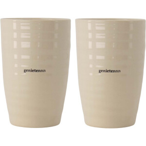 Zusss Set Van 2 Mokken L Genietennn - Cadeau Dames Beige Keramiek