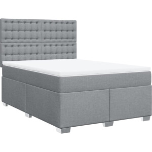 vidaXL - Boxspring - met - matras - stof - lichtgrijs - 160x200 - cm