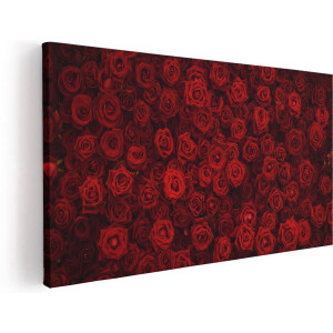 Artaza Canvas Schilderij Rode Rozen Achtergrond - 120x60 cm - Groot - Wanddecoratie Woonkamer - Schilderijen - Muurdecoratie