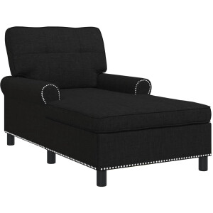 vidaXL - Chaise - Lounge - Zwart - Stof - 91 - x - 157 - x - 91 - cm