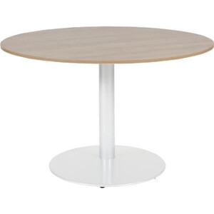Vergadertafel - Linesto 120 rond grijs - wit frame