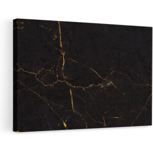 Artaza Canvas Schilderij Abstracte Kunst - Zwart met Goude Strepen - 90x60 - Foto Op Canvas - Canvas Print - Muurdecoratie