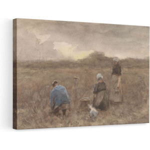 Artaza Canvas Schilderij De Aardappelrooiers - Anton Mauve - 90x60 - Kunst - Canvas Print - Muurdecoratie