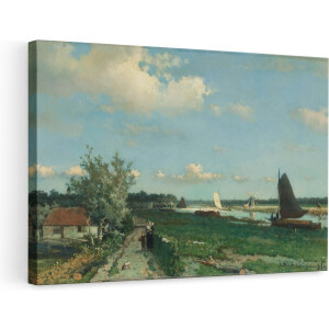 Artaza Canvas Schilderij De Trekvliet bij Rijswijk - Jan Hendrik Weissenbruch - 90x60 - Kunst - Canvas Print - Muurdecoratie