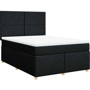vidaXL - Boxspring - met - matras - stof - zwart - 140x190 - cm