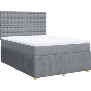 vidaXL - Boxspring - met - matras - stof - lichtgrijs - 160x200 - cm