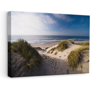 Artaza Canvas Schilderij Strand en Duinen  - 60x40 - Foto Op Canvas - Canvas Print