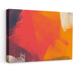 Artaza Canvas Schilderij Abstracte Kunst - Zwart Oranje Beige - 60x40 cm - Wanddecoratie Woonkamer - Schilderijen - Muurdecoratie