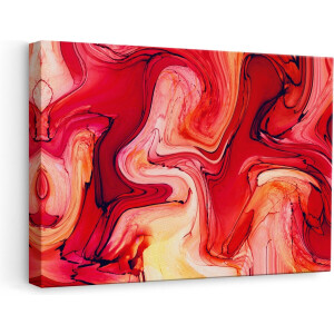 Artaza Canvas Schilderij Abstracte Kunst - Oranje en Witte Marmer - 60x40 - Foto Op Canvas - Canvas Print