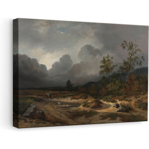 Artaza Canvas Schilderij Landschap bij Naderend Onweer - Willem Roelofs - 60x40 - Poster Foto op Canvas - Canvas Print