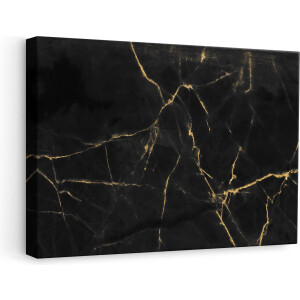 Artaza Canvas Schilderij Abstracte Kunst - Zwart en Goud Marmer - 60x40 - Foto Op Canvas - Canvas Print