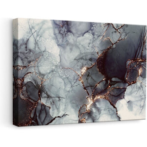 Artaza Canvas Schilderij Abstract - 60x40 cm - Wanddecoratie Marmer Goud - Muurdecoratie Woonkamer - Schilderijen Op Canvas