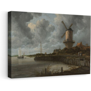 Artaza Canvas Schilderij De Molen bij Wijk bij Duurstede - Jacob van Ruisdael - 60x40 cm - Wanddecoratie Woonkamer - Poster Schilderijen - Muurdecoratie