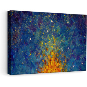 Artaza Canvas Schilderij Abstracte Kunst - Vuur in de Nacht - 60x40 - Foto Op Canvas - Canvas Print