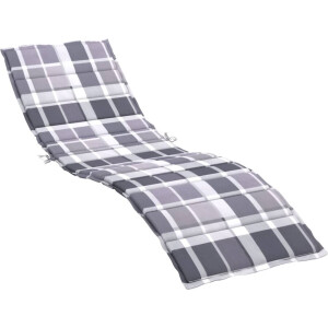 vidaXL - Ligbedkussen - 200x50x3 - cm - oxford - stof - ruitpatroon - grijs