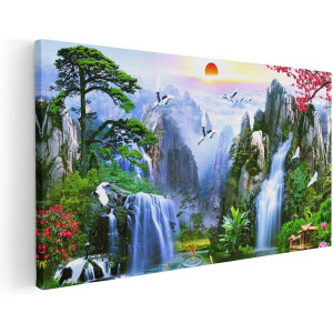 Artaza Canvas Schilderij Watervallen In De Bergen - Abstract - 60x30 - Foto Op Canvas - Canvas Print