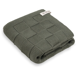 Knit Factory Gebreide Handdoek Ivy - Handdoek badkamer - Khaki - Groen - 50x100 cm - Katoen