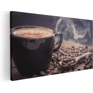 Artaza Canvas Schilderij Koffiebonen - 60x30 cm - Wanddecoratie Koffie - Muurdecoratie Keuken - Kamer Accessoires Stilleven