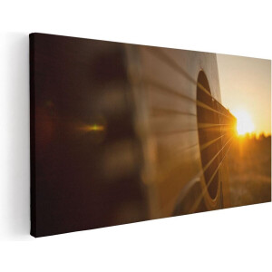 Artaza Canvas Schilderij Gitaar - 120x60 cm - Groot - Wanddecoratie Zonsondergang - Muurdecoratie Muziek - Schilderijen Op Canvas