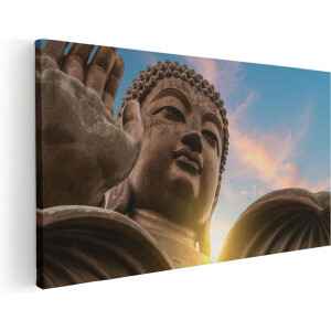 Artaza Canvas Schilderij Groot Boeddha Standbeeld Van Dichtbij - 100x50 - Groot - Foto Op Canvas - Canvas Print