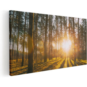 Artaza Canvas Schilderij Zonsondergang - 60x30 cm - Wanddecoratie Bos - Muurdecoratie Landschap - Kamer Accessoires Natuur