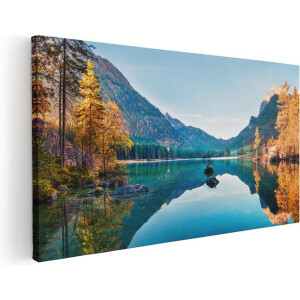 Artaza Canvas Schilderij Meer Met Herfstbomen - 120x60 - Groot - Foto Op Canvas - Canvas Print