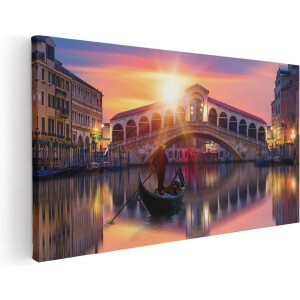 Artaza Canvas Schilderij Gondel bij de Rialtobrug in Venetië, Italië - 60x30 - Foto Op Canvas - Canvas Print