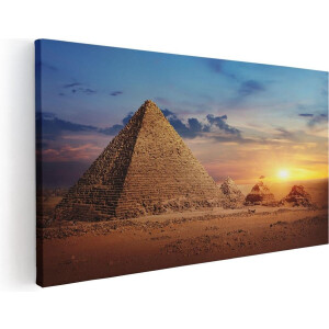 Artaza Canvas Schilderij Egyptische Piramides in de Woestijn - 100x50 - Groot - Foto Op Canvas - Canvas Print