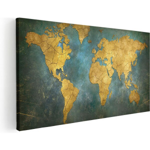 Artaza Canvas Schilderij Wereldkaart In Retro Stijl - 40x20 - Klein - Foto Op Canvas - Canvas Print
