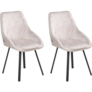 TERLTON - Eetkamerstoel set van 2 - Lichtbeige - Fluweel