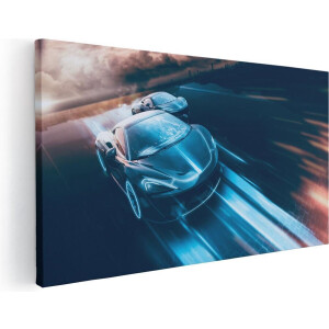 Artaza Canvas Schilderij Twee Raceauto's - Abstract - 80x40 - Foto Op Canvas - Canvas Print