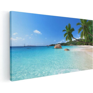 Artaza Canvas Schilderij Tropisch Strand En Zee  - 40x20 - Klein - Foto Op Canvas - Canvas Print