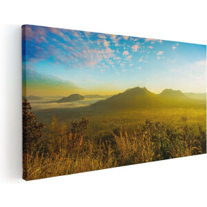 Artaza Canvas Schilderij Bergen - 100x50 cm - Wanddecoratie Landschap - Muurdecoratie Zonsondergang - Schilderijen Natuur