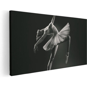 Artaza Canvas Schilderij Ballerina - 80x40 cm - Wanddecoratie Schilderij Danseres - Muurdecoratie Vrouw - Zwart-Wit