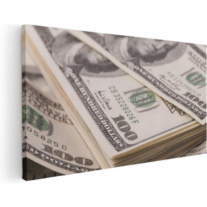 Artaza Canvas Schilderij Dollar Geld Briefjes - 40x20 - Klein - Foto Op Canvas - Canvas Print