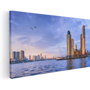 Artaza Canvas Schilderij Rotterdamse Skyline Aan Het Water - 80x40 - Foto Op Canvas - Canvas Print