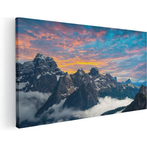 Artaza Canvas Schilderij Bergen Landschap Met Wolken In Italië - 120x60 cm - Groot - Wanddecoratie Woonkamer - Schilderijen - Muurdecoratie