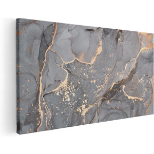 Artaza Canvas Schilderij Abstracte Luxe Kunst van Marmer met Goud - 60x30 - Foto Op Canvas - Canvas Print