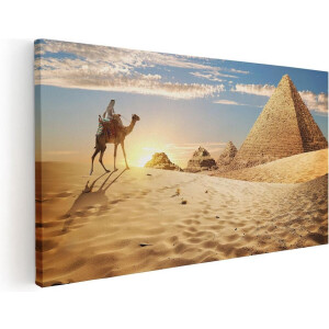 Artaza Canvas Schilderij Egyptische Piramides met een Kameel - 80x40 - Foto Op Canvas - Canvas Print