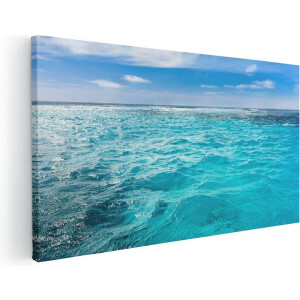 Artaza Canvas Schilderij Blauwe Caribische Zee Water  - 60x30 - Foto Op Canvas - Canvas Print