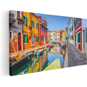 Artaza Canvas Schilderij Kleurrijke Huisjes aan het Water in Venetië - 120x60 - Groot - Foto Op Canvas - Canvas Print